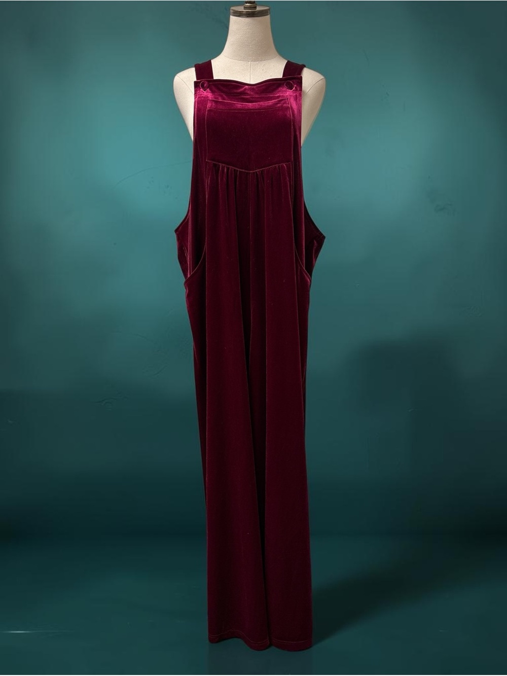*NWOT* ChicSoul Velvet Burgundy Wide-Leg Jumpsuit